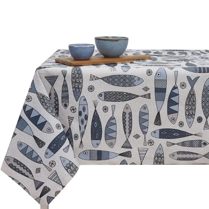 Mantel antimancha, Elegante, Para mesa rectangular, Comedor, Cocina, Impermeable, Fiesta, multicolor,Pesce Multi  8101302 - 1