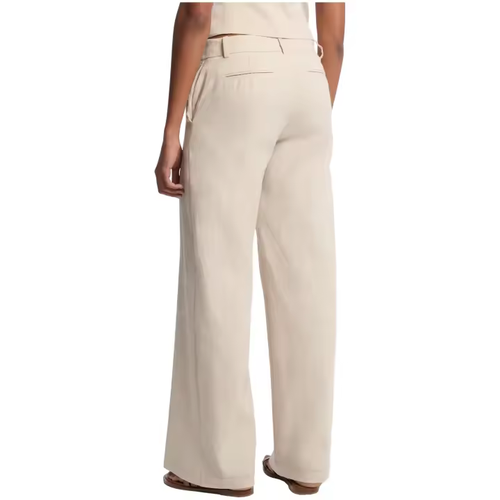 Pantalón Palazzo MICHAEL KORS en Sarga de Lino y Algodón Color Arena - 1