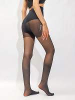 Pantimedias Finas 40D Para Mujeres Pantimedias 400N Para Cintura Y Glúteos Tights Negros Base Con Medias Negras - details 3