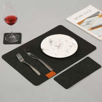 Juego De 3 Piezas De Tapetes De Comedor Ecológicos Lavables Antideslizantes Tapete De Comedor Rectangular De Terciopelo Negro Ligero Gris Oscuro Para Vino Y Taza - details 6