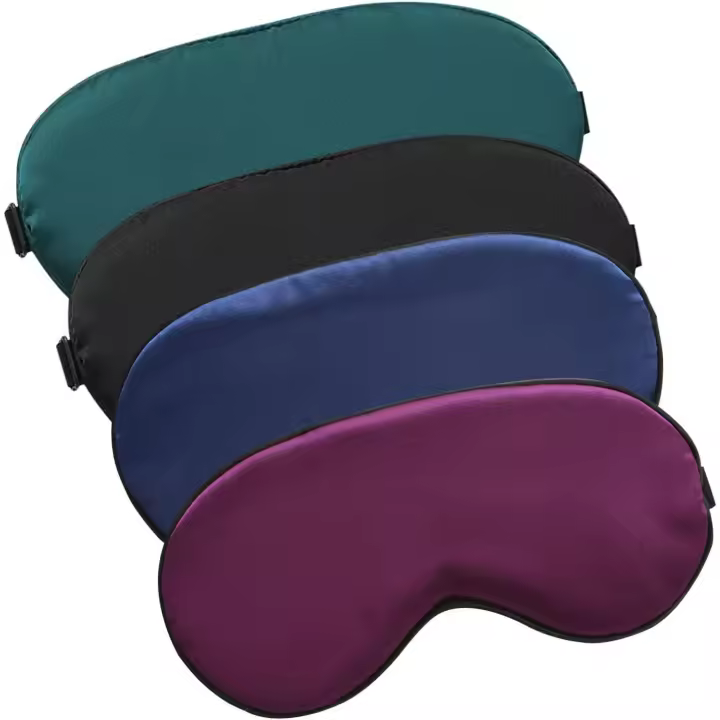 4 Pièces Masque de Nuit en Soie, Blackout Masque de Sommeil pour Enfants Hommes Femmes, Ultra-Douce Cache Yeux pour Dormir Voyage Sieste Masque Yeux avec Sangle Élastique Réglable - 1