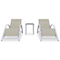 vidaXL Tumbonas con mesita 2 unidades aluminio Sillas de Exterior Ideal para jardín, playa, piscina, terraza Tumbona Piscina Tumbonas Playa Tumbonas Jardín Exterior - details 0