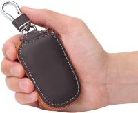 Funda para llave de coche, Smart Key Holder Protection PU Leather Car key Chain bag Car Smart KeyChain Coin Holder Auto Remote Keyring Wallet (Marrón) - details 4