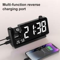 Reloj despertador digital, reloj despertador con proyección LED, reloj de proyección giratorio, reloj de dormitorio con proyección y función de repetición, reloj de proyección con pantalla de números grandes para dormitorios - details 3