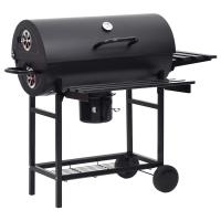vidaXL Parrilla de barril ruedas y estantes acero negro 115x85x95 cm - details 1