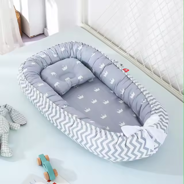 Cuna Portátil Para Bebé 85x50cm Con Almohada Y Bumper Algodón Cradle Para Recién Nacidos Cuna De Viaje Infantil Y Bebé De 0-12 Meses Plegable Y Portátil - 1