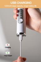 Espumador de leche eléctrico de mano con 2 cabezas, batidor de café mezclador de espuma con USB recargable 3 velocidades, batidora de espuma para latte (blanco) - details 2
