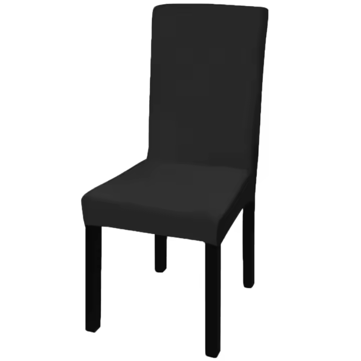 Funda para silla elástica recta 6 unidades negra - 1