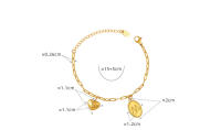 Encanto Pulsera con colgante de corazón y letra M de acero de titanio bañada en oro de 18 quilates | Pulsera retro de acero inoxidable personalizada | Accesorios de moda para mujer | Ideal para regalos de fiesta o boda - details 2