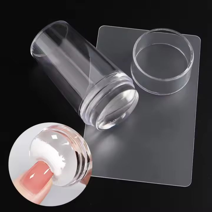 Estampador De Uñas Transparentes Con Desbaste 2pcs Cabeza De Silicona Para Impresión De Uñas Francesas Herramientas De Manicura - 1