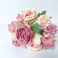 Boucle De Paejas Artificiales De Alta Calidad Con 7 Cabezas Rosa Y Azul Para Decoración De Hogar Bodas Fiestas Plantas Falsas Para El Hogar - details 8
