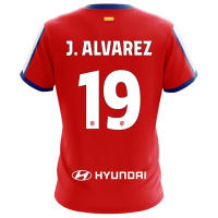 Atlético de Madrid Camiseta Primera Equipación Temporada 2024-2025 Julián Álvarez Réplica Oficial - Talla Adulto, Regalo Cumpleaños, Color Rojo y Blanco - details 1
