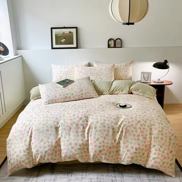 Juego de Funda Nórdica 4 Piezas-Ropa de Cama Algodón Lavado con Jacquard Elegante-Tacto Extra Suave, Varios Tamaño Disponible - 1