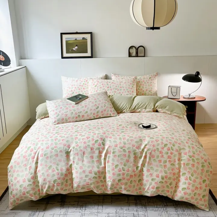 Juego de Funda Nórdica 4 Piezas-Ropa de Cama Algodón Lavado con Jacquard Elegante-Tacto Extra Suave, Varios Tamaño Disponible - 1