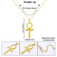 Encanto Collar con colgante de cruz para mujer, estilo retro artístico, de cobre, chapado en oro auténtico. - details 1