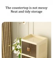 Organizador De Maquillaje Y Cuidado De La Piel De Plástico Multi Capa Con Cubierta Planificadora Estantería De Almacenamiento Para Suministros Del Hogar Resistente Al Polvo Y Doble Puerta Moderno Y Ecológico - details 3