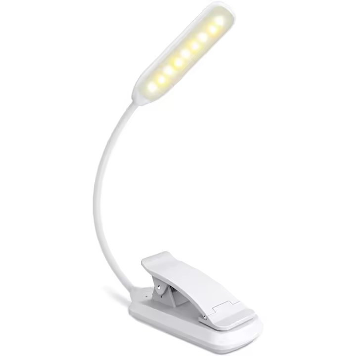 9 LED Reag Light, lámpara de luz Reag recargable en 3 modos de brillo (blanco frío/amarillo cálido), Luz Reag regulable para libro en la cama, luz de clip de libro para viaje nocturno Reag - 1
