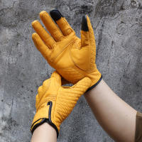 Guantes De Motocicleta De Cuero Vintage 2024 Para Hombres Negro Antifalla Moto Cross Motocarrilera Táctil M-XXL Protección Completa - details 4