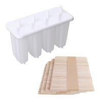 Molde Para Helado Y Pascitos De Hielo 4 Piezas Con Palitos Y Tapa Herramienta Creativa De Cocina Reutilizable Para El Verano - details 9