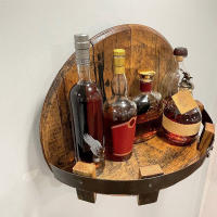 Soporte De Botella De Vino De Madera Para Pared Estante Vintage Para Botella De Whiskey Estante De Madera Para Exhibición Accesorios De Barra Para El Hogar - details 3