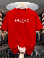 Camiseta De Algodón Puro 100% Para Hombre Estampado De Letras De MILANO ITALIA Casual Suelta Y De Moda Para El Verano Con Cuello Redondo Y Mangas Cortas - details 5