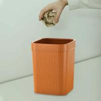 Cesta De Basura Redonda De Rotura Tejida En Rattan Compacta De Plástico Para Interiores Y Exteriores Adecuada Para Dormitorio Cocina Patio Y Coche - details 6
