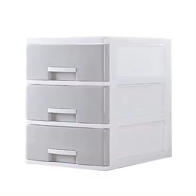 Caja de almacenamiento de escritorio de oficina, Gabinete de almacenamiento type pequeño de plástico simple, Caja de almacenamiento variado para Archivos de estudiantes en el escretorio, Gris - 1