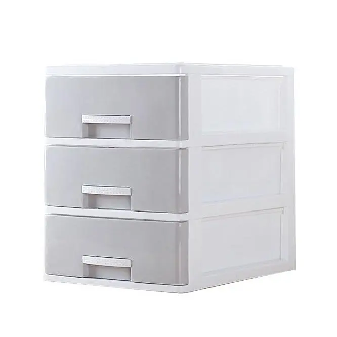 Caja de almacenamiento de escritorio de oficina, Gabinete de almacenamiento type pequeño de plástico simple, Caja de almacenamiento variado para Archivos de estudiantes en el escretorio, Gris - 1