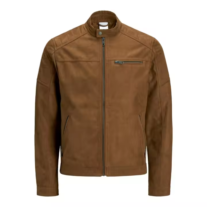 Jack & Jones Jjerocky 12147218 - Chaqueta Biker Efecto Gamuza para Hombre - Marrón (Cognac) - 1