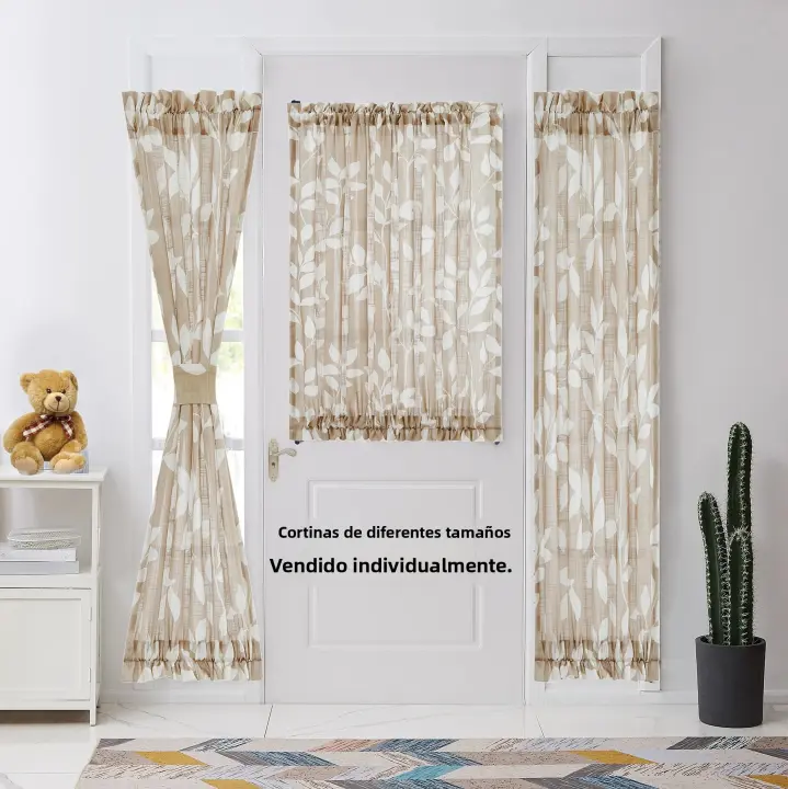 Cortina De Puerta Rural Para Cocina Y Dormitorio Cortina Medio En Ventana Cortina De Partición Sombreada Con Barra De Hilo - 1