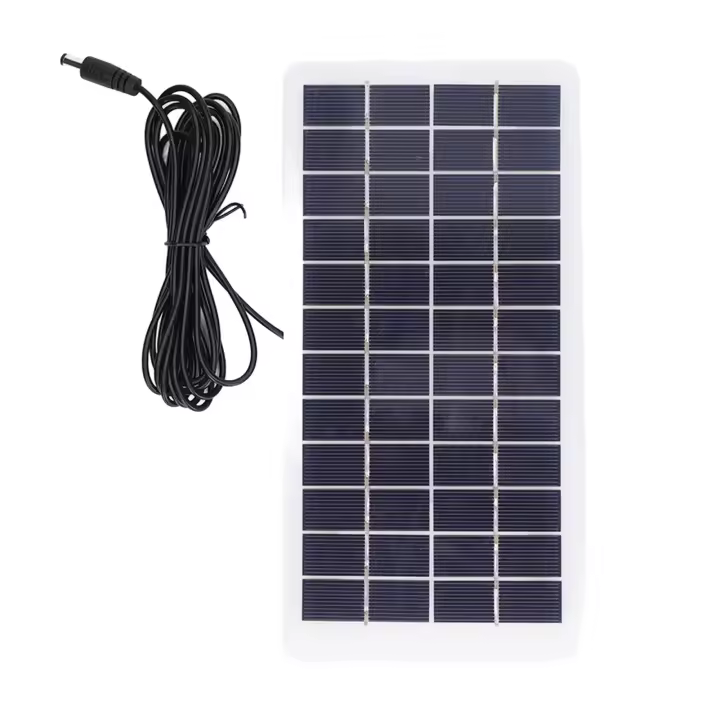 Panel solar de polisilicio de Alta TRANSMISIÓN DE Luz, célula solar portátil con interfaz de CC para Batería de 3,7 V, 5 W, 12 V - 1
