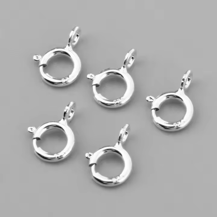 5pcs Conectores De Anillos De Primavera En Plata De Ley 925 Para Joyería Hecho a Mano Cierre Para Collar Y Pulsera - 1