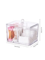 Caja De Almacenamiento Para Palitos De Algodón Transparente Cuadrada Con Tapa Antipolvo Multifuncional Portátil Para Maquillaje Y Remoción De Maquillaje Estilo Japonés - details 5