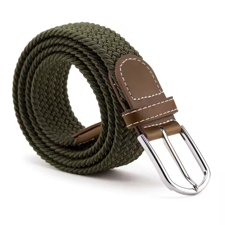 CINTURONTOP Cinturón Trenzado Extensible y Elástico Verde 110 Cm - 1