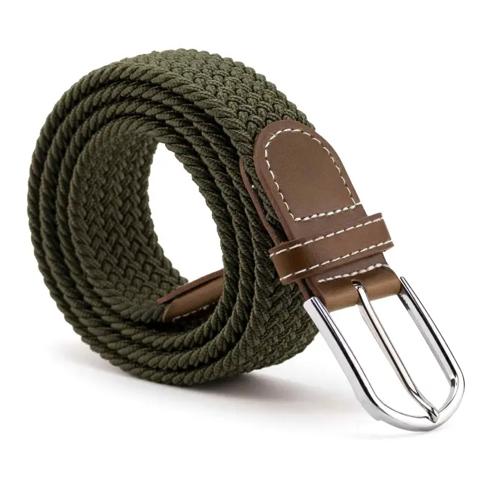 CINTURONTOP Cinturón Trenzado Extensible y Elástico Verde 110 Cm - 1