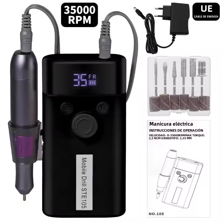 Máquina De Uñas Recargable Portátil Con Pantalla LCD Para Manicura Y Pintura De Gel De Acrílico Herramientas De Uñas 35000RPM - 1