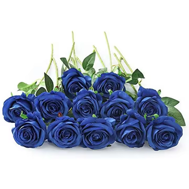 12 Pcs Rosas Artificiales Amarillas, 20in Realista Largo Tallo Flores Rosas Amarillas Artificiales para Bodas Hogar Jardín Fiestas Hoteles Decoración - 1