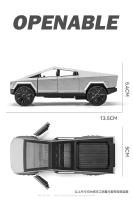 Modelo De Coche Tesla Cybertruck a Escala 1:36 Para Niños Con Sonido Y Luz Camión De Metal Juguete Educativo Para Niños Regalo De Navidad - details 1