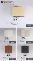 Lámpara De Pared Moderna E27 Con Luz De Lectura LED Y USB Para Dormitorio Sala De Estar Hotel Instalación En La Pared Material De Tela - details 4