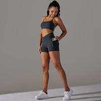 Shorts De Yoga Para Mujer Con Cintura Alta Y Bolsillos Diseño Cruzado Transpirables Y Secado Rápido Para Gimnasio Running Ejercicio - details 35