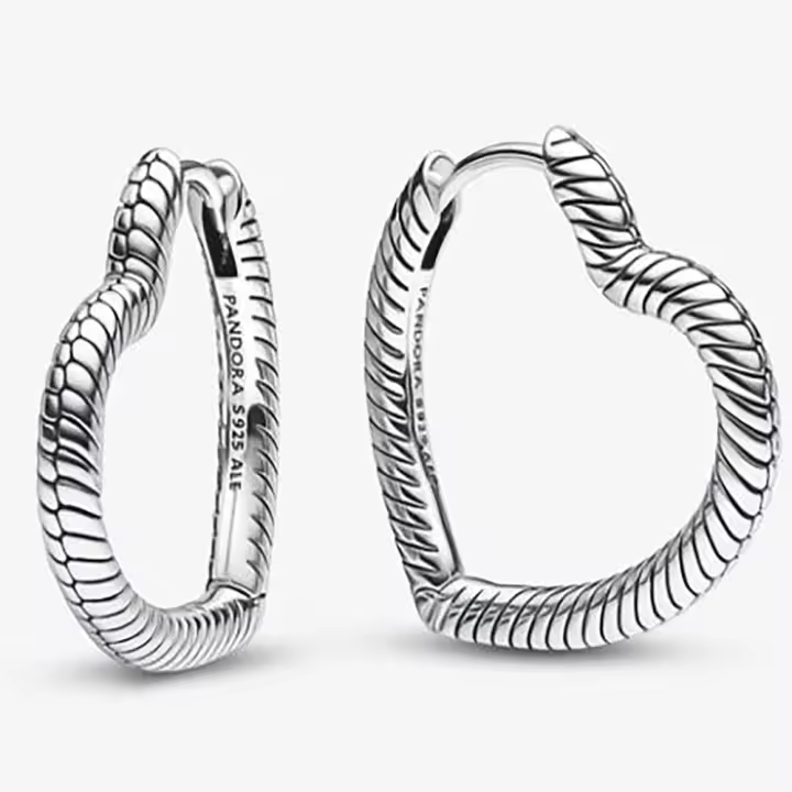 Pandora Pendientes de Aro en Plata de Ley Charm de Corazón Abrazo，Incluye Caja Original - 1