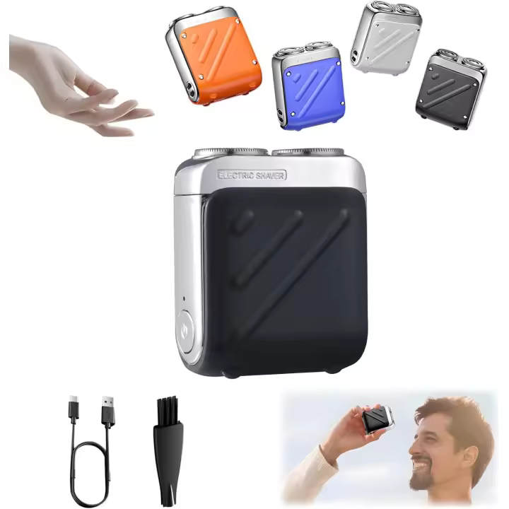 Afeitadora eléctrica para equipaje R-12, mini afeitadora portátil con diseño de maleta, recargable por USB con un solo botón, de larga duración, ideal para viajes en casa (negra) - 1