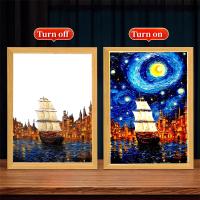 Marco De Fotos Pintura LED Luz Nocturna Lámpara De La Luna Van Gogh Cielo Estrellado Arte Para La Pared Decoración De Habitación Regalos Para Amigos - details 16