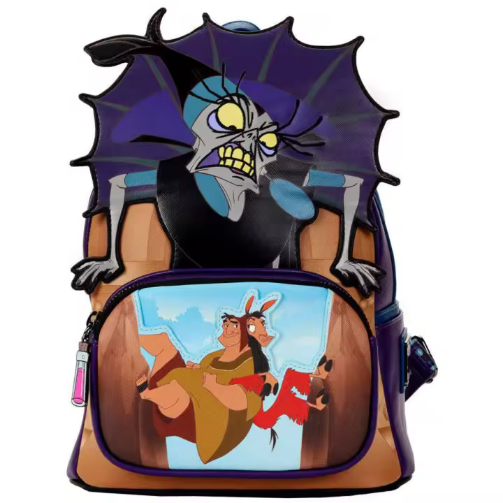 Mochila Villanos El Emperador y sus Locuras Disney Loungefly 26cm. Mochila ergonómica con amplio espacio. Diseño resistente y versátil para llevar tus pertenencias con estilo. - 1