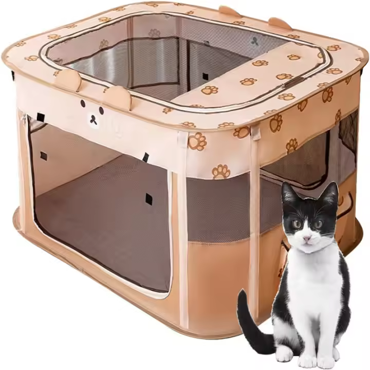 Casa De Gato Plegable Con Almohadilla De Taza Kitten Lounger Sweet Cat Bed Para Cachorros Y Gatos Pequeños Materiales De Oxford Cómodo Y Transpirable - 1