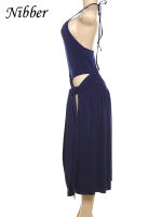 Conjunto De Verano Elegante Para Mujer Nibber Hipster Irregular 2 Piezas Halter Bodysuit + Falda Larga Cubierta Clubwear - details 3