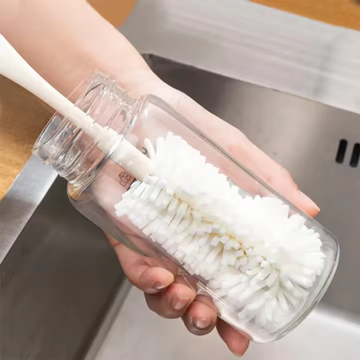 Cepillo De Esponja Para Limpieza De Cristales Y Vajilla Con Mango Largo Herramienta De Limpieza Para Cocina Y Hogar Apto Para Botellas Y Cristales - 1
