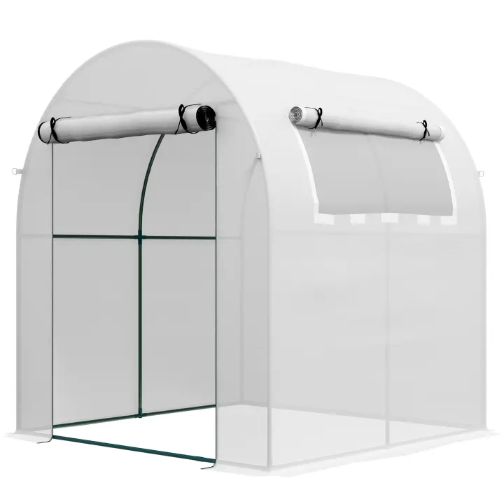 Outsunny Invernadero de Jardín 180x180x200 cm Invernadero de Túnel Pequeño con Puerta Enrollable y Ventana de Malla para Cultivar Plantas Flores - 1