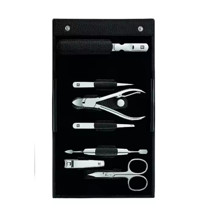 ZWILLING - Estuche Belleza Piel Clásico, Color Negro, 7 Piezas, Acero Inoxidable, Serie Manicura, Pinzas, Regalo, Profesional - 1