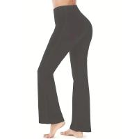 Pantalones De Yoga Flared Para Mujer Cintura Alta Con Bolsillos Pantalones Deporte Casual Cruzados De Polyester - details 6